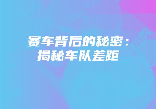 赛车背后的秘密：揭秘车队差距