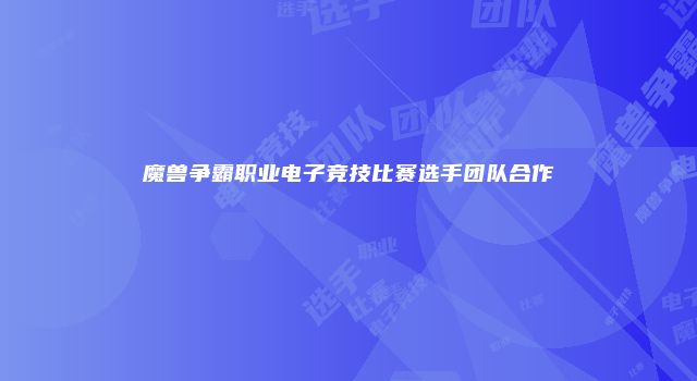 魔兽争霸职业电子竞技比赛选手团队合作