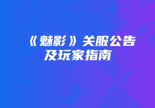 《魅影》关服公告及玩家指南