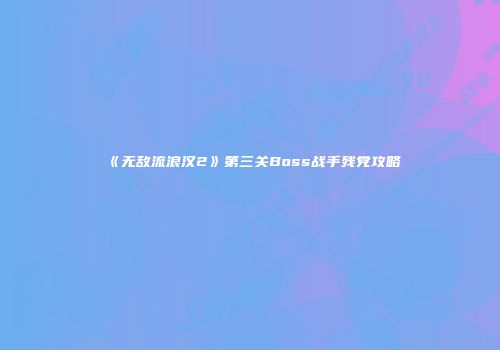 《无敌流浪汉2》第三关Boss战手残党攻略