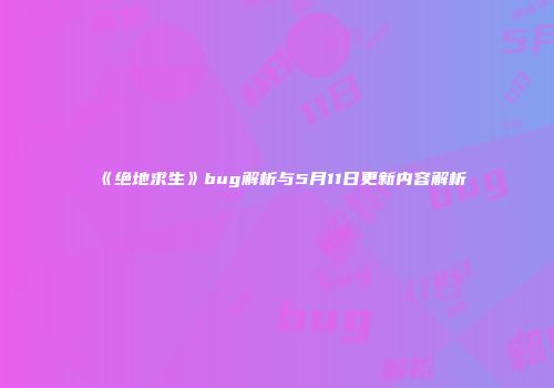 《绝地求生》bug解析与5月11日更新内容解析