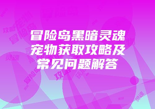 冒险岛黑暗灵魂宠物获取攻略及常见问题解答