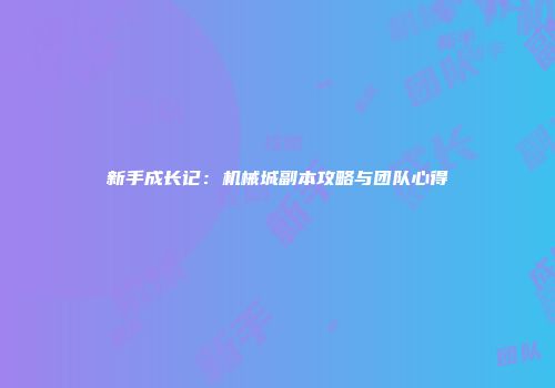 新手成长记：机械城副本攻略与团队心得