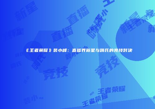 《王者荣耀》裴小峰：直播界新星与嗨氏的竞技对决