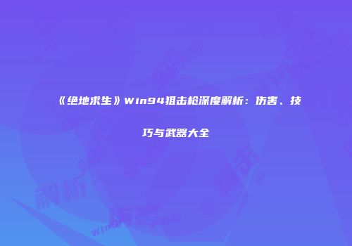 《绝地求生》Win94狙击枪深度解析：伤害、技巧与武器大全