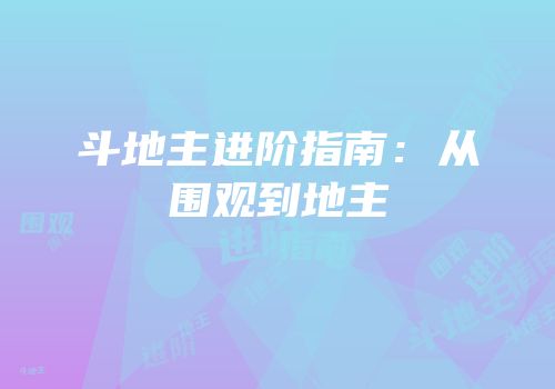 斗地主进阶指南：从围观到地主