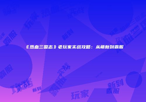 《热血三国志》老玩家实战攻略：从萌新到霸服