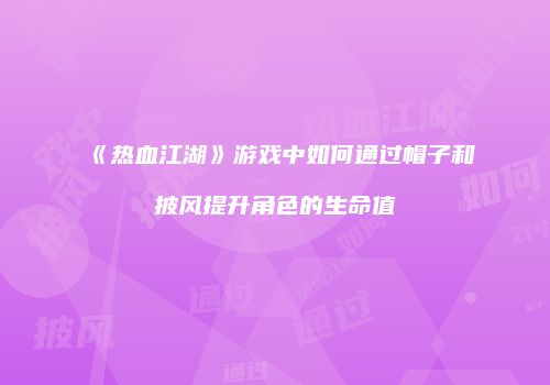 《热血江湖》游戏中如何通过帽子和披风提升角色的生命值