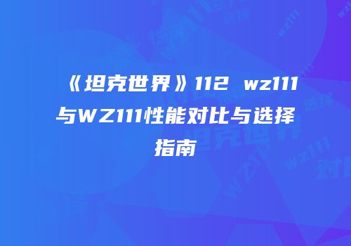 《坦克世界》112 wz111与WZ111性能对比与选择指南