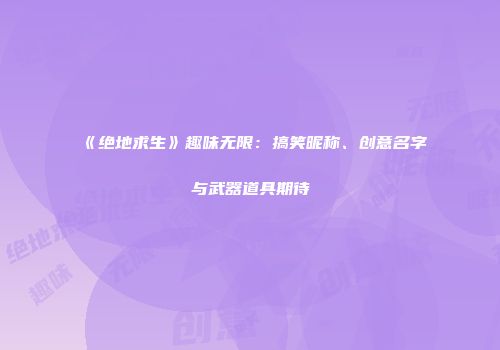 《绝地求生》趣味无限：搞笑昵称、创意名字与武器道具期待