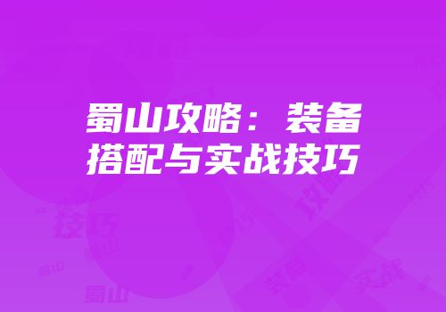 蜀山攻略：装备搭配与实战技巧