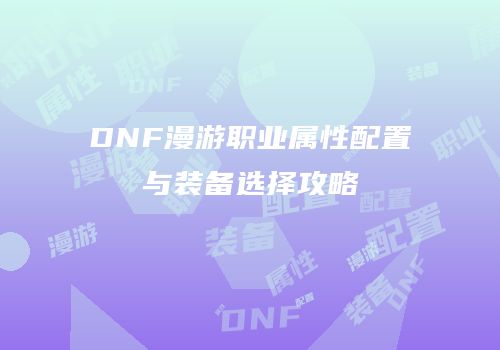 DNF漫游职业属性配置与装备选择攻略