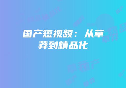 国产短视频：从草莽到精品化