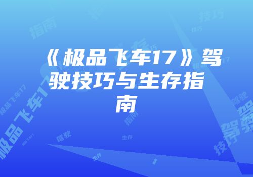 《极品飞车17》驾驶技巧与生存指南