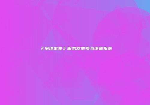 《绝地求生》服务器更换与设置指南