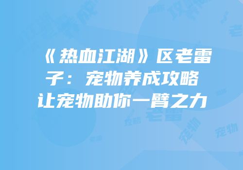 《热血江湖》区老雷子:宠物养成攻略让宠物助你一臂之力