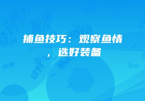 捕鱼技巧：观察鱼情，选好装备