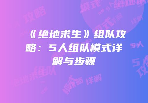 《绝地求生》组队攻略：5人组队模式详解与步骤