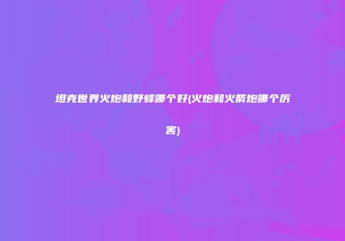 坦克世界火炮和野蜂哪个好(火炮和火箭炮哪个厉害)