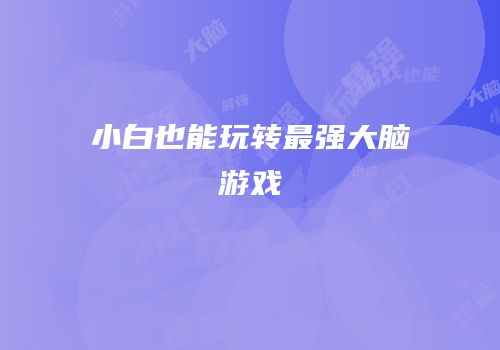 小白也能玩转最强大脑游戏