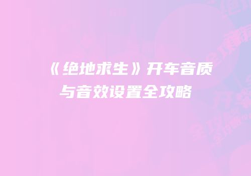 《绝地求生》开车音质与音效设置全攻略