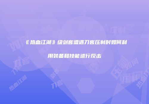 《热血江湖》级剑客遭遇刀客压制时如何利用装备和技能进行反击
