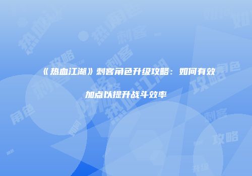《热血江湖》刺客角色升级攻略：如何有效加点以提升战斗效率