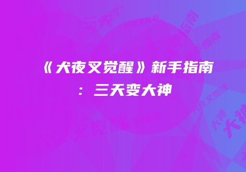 《犬夜叉觉醒》新手指南：三天变大神