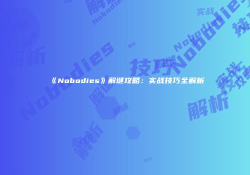 《Nobodies》解谜攻略：实战技巧全解析