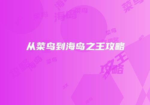 从菜鸟到海岛之王攻略