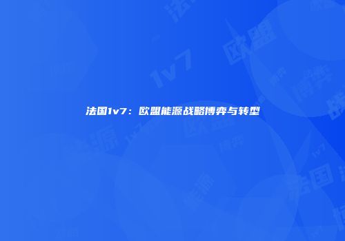 法国1v7：欧盟能源战略博弈与转型