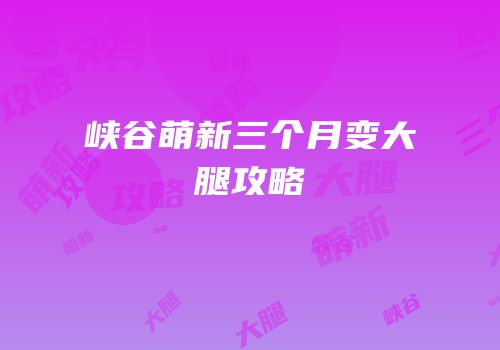 峡谷萌新三个月变大腿攻略