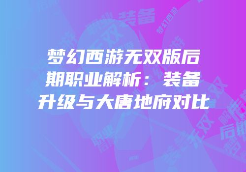 梦幻西游无双版后期职业解析：装备升级与大唐地府对比