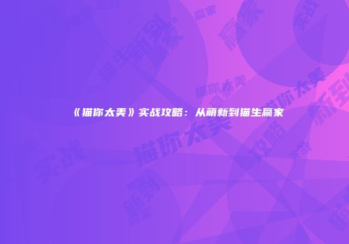 《猫你太美》实战攻略：从萌新到猫生赢家