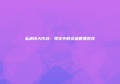 私房钱大作战：现实中的资金管理游戏