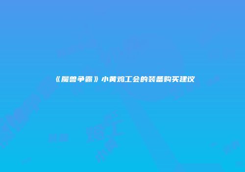 《魔兽争霸》小黄鸡工会的装备购买建议