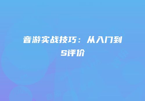 音游实战技巧：从入门到S评价