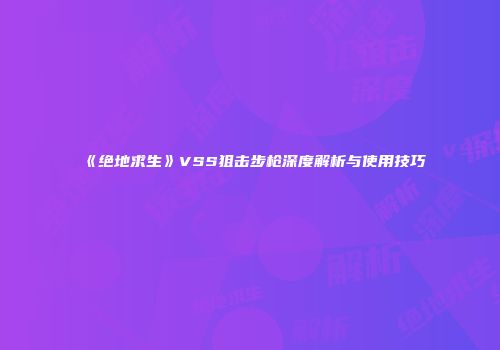 《绝地求生》VSS狙击步枪深度解析与使用技巧