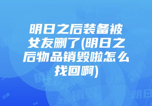 明日之后装备被女友删了(明日之后物品销毁啦怎么找回啊)