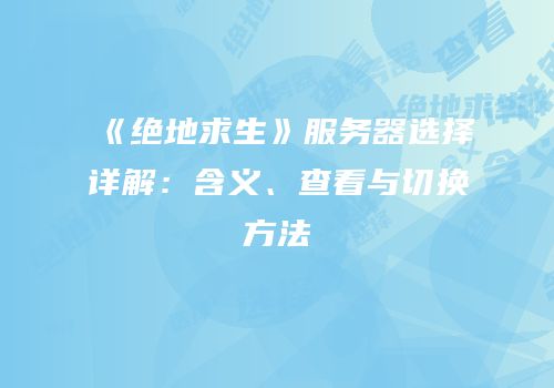 《绝地求生》服务器选择详解：含义、查看与切换方法