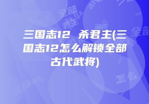 三国志12 杀君主(三国志12怎么解锁全部古代武将)