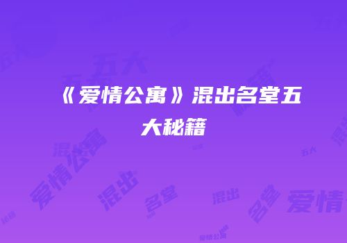 《爱情公寓》混出名堂五大秘籍