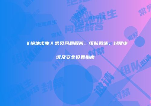 《绝地求生》常见问题解答：组队邀请、封禁申诉及安全设置指南