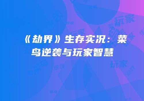 《劫界》生存实况：菜鸟逆袭与玩家智慧