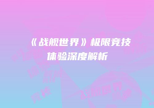 《战舰世界》极限竞技体验深度解析