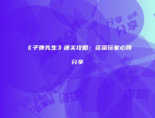 《子弹先生》通关攻略：资深玩家心得分享