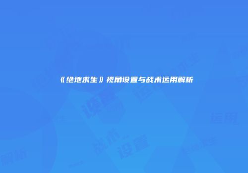 《绝地求生》视角设置与战术运用解析
