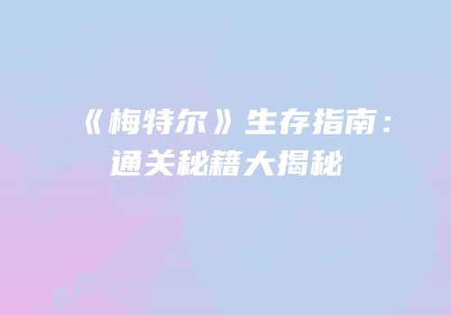 《梅特尔》生存指南：通关秘籍大揭秘