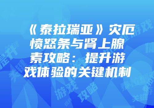 《泰拉瑞亚》灾厄愤怒条与肾上腺素攻略：提升游戏体验的关键机制