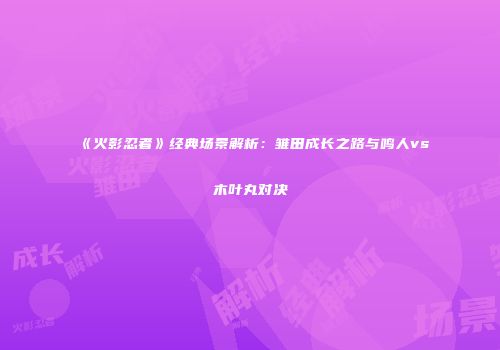 《火影忍者》经典场景解析：雏田成长之路与鸣人vs木叶丸对决